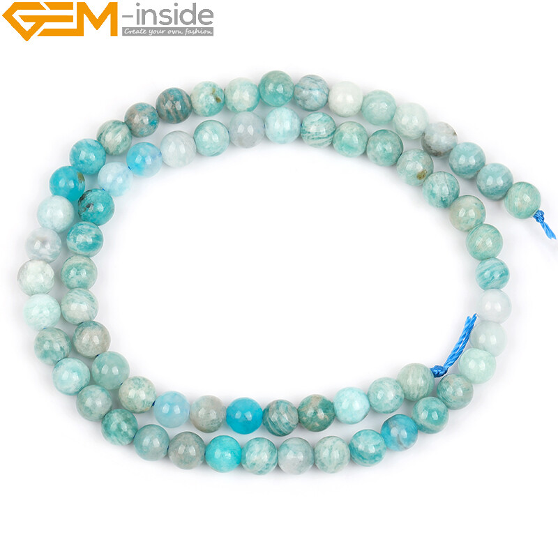 Round Natural African Blue Amazonite Gemstone Charm Beads For Jewelry Making 15″