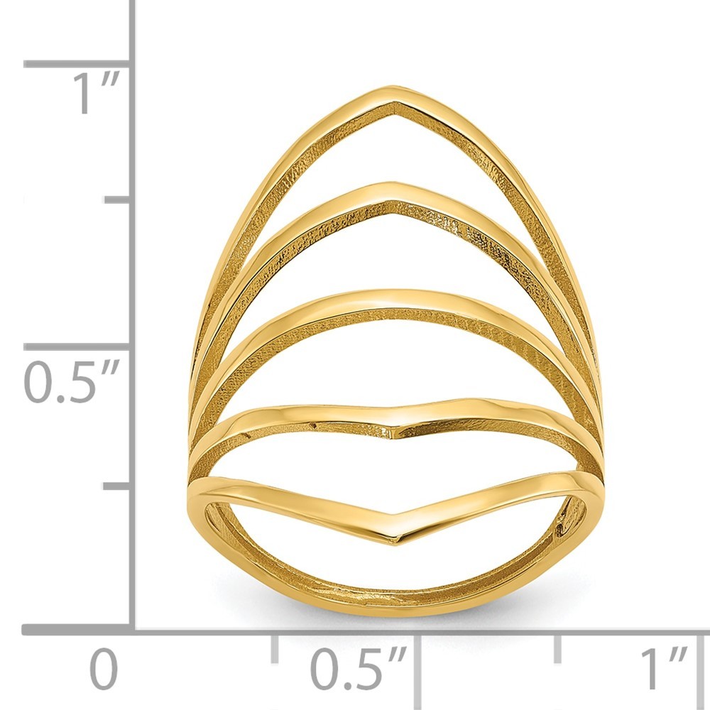 14k Yellow Gold Polished Fancy 5 Bar Ring Size 7 Gift for Women