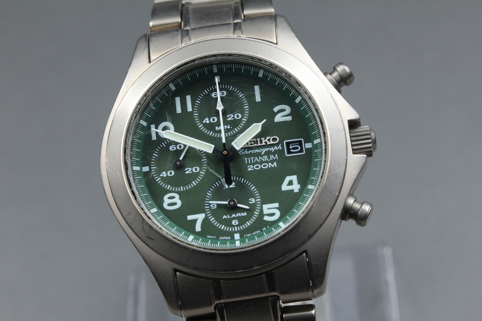 16cm Vintage SEIKO chronograph titanium 200M 7T62-0BZ0 QZ 40mm Men’s Watch JAPAN