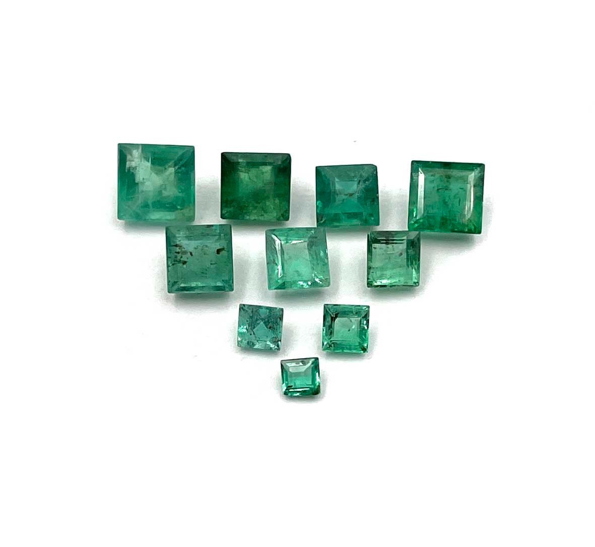 Natural Emerald Square Cut Loose Gemstone Lot 10-13 Pcs 2.50-5 MM 3 CT