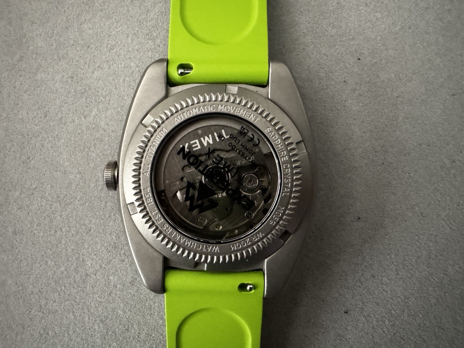 Timex Expedition Pioneer Titanium Automatic Watch w/ Lime Green Strap, New