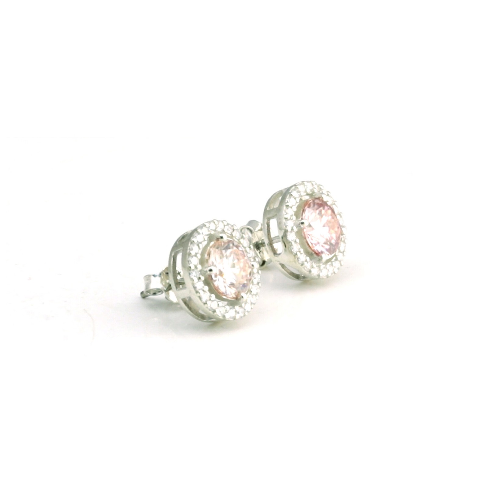 2 Ct Round Light Pink Lab Grown Diamond Stud Earrings VS1 925 Sterling Silver