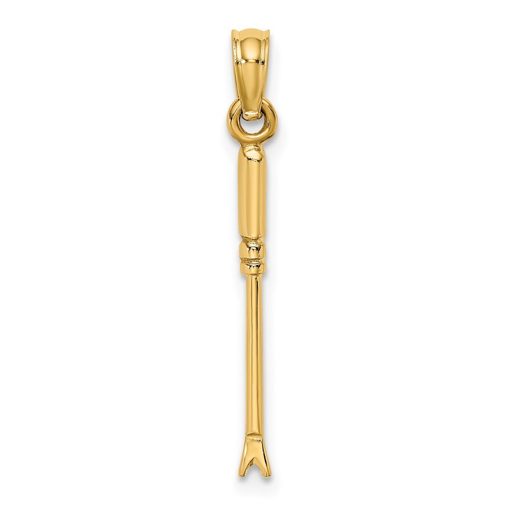 10k Yellow Gold 3-D Weeding Garden Tool Charm Pendant L-0.82 Inch, W-0.08 Inch