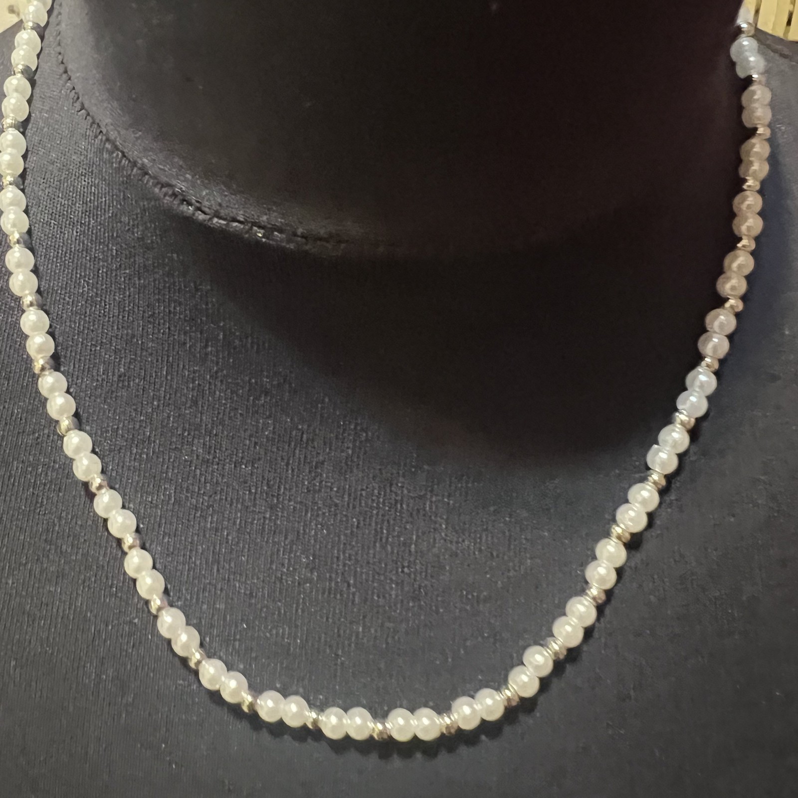 Handmade beaded layering necklace choker multi strand seed bead faux pearl boho