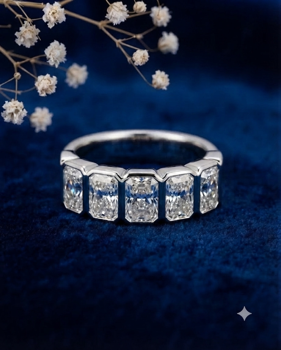 2.50 Ct Certified Stunning Diamonds Band Ring In 925 Silver Great Shine