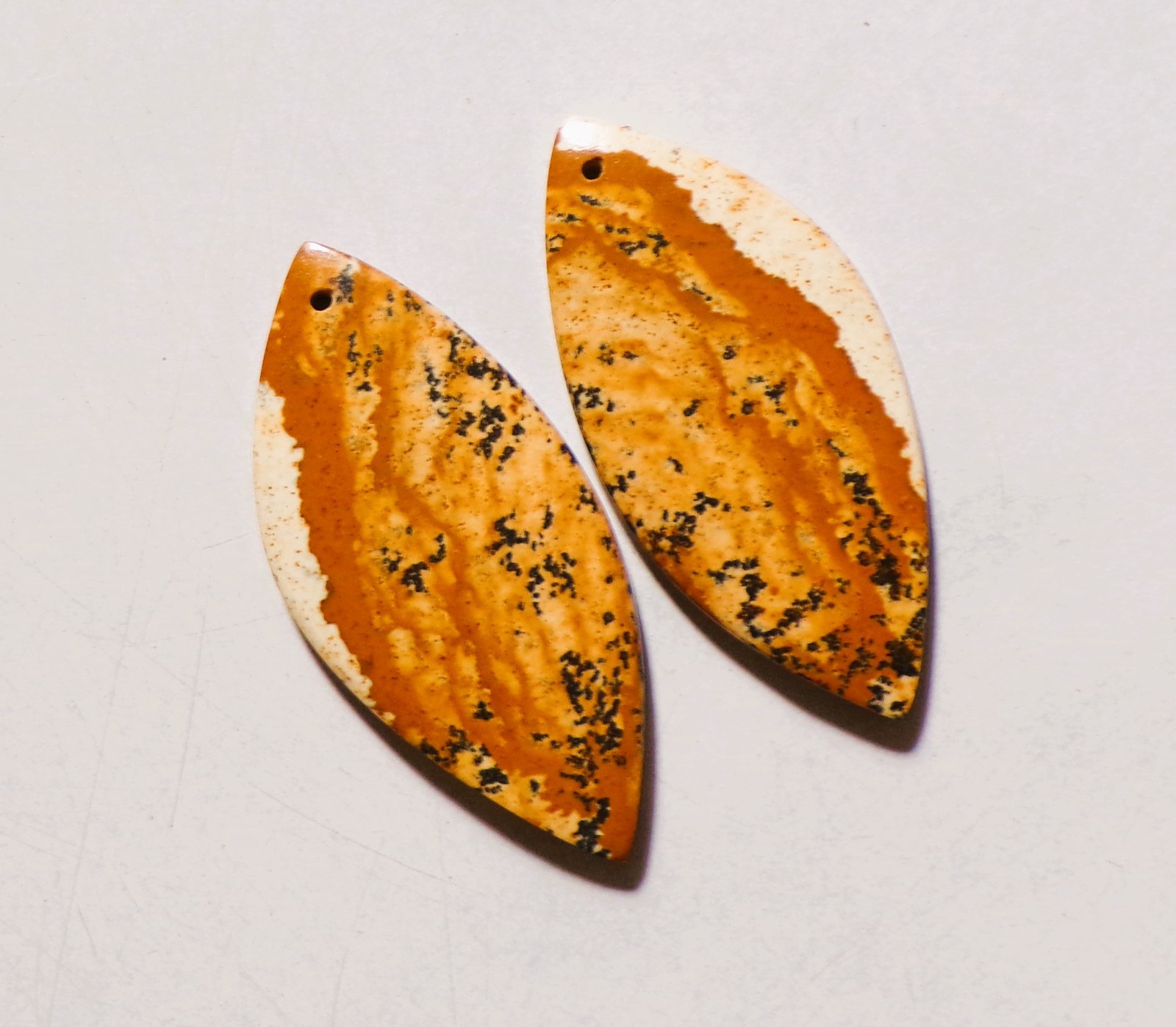 47.00 Cts Natural Picture Jasper Drilled Cabochon Match Pair Gemstone 41X19MM 01
