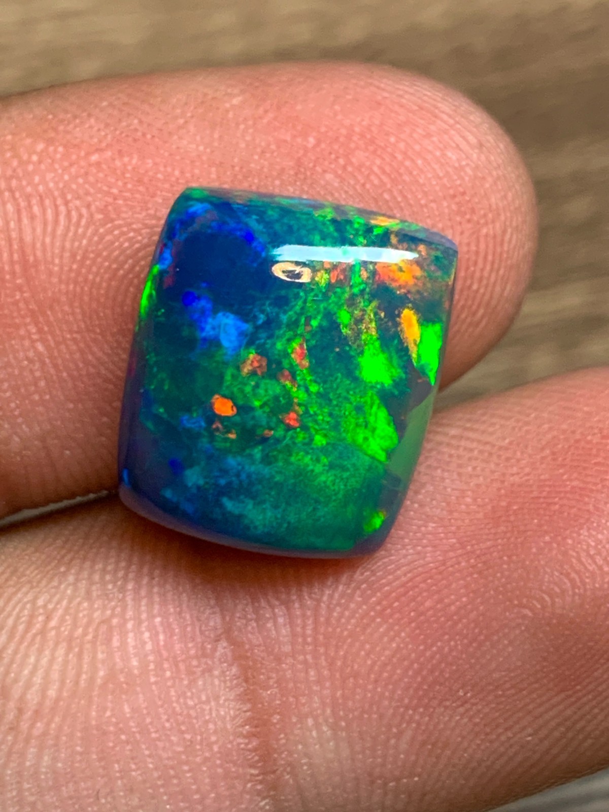 Ethiopian Black Opal 5.80crt Cushion Cabochon Rainbow Loose Gemstone for Jewelry
