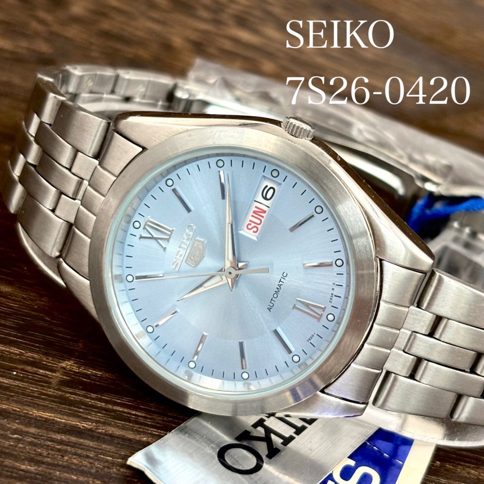 SEIKO 5 Automatic AT Ice Blue Dial Roman Index Manufactured in 2012 Working