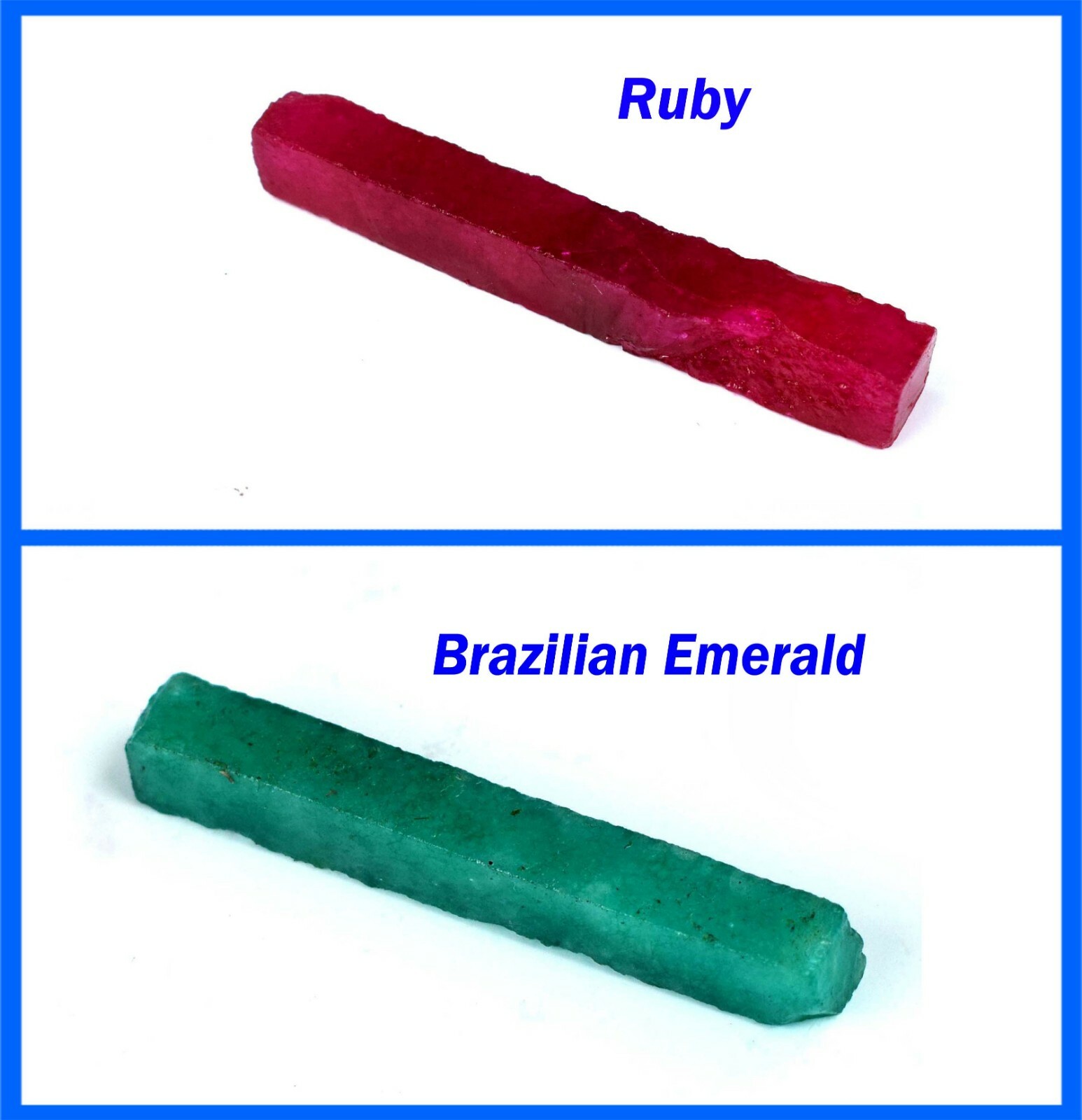 Natural Ruby & Brazilian Emerald 120 Ct/65 mm Gemstone Slice Rough Pair SQ161