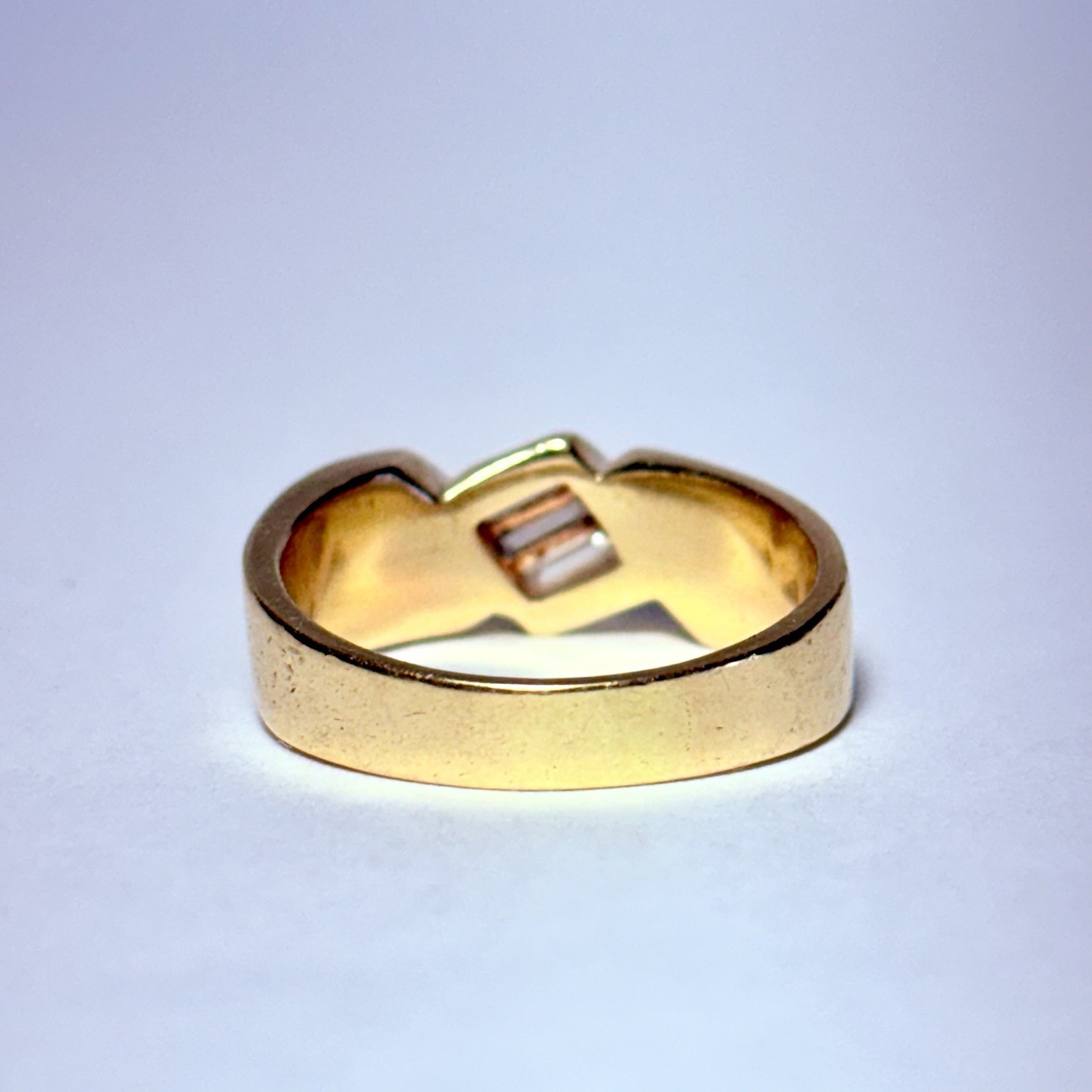 ArtCarved 14K Yellow Gold 0.24ctw Baguette Diamond Size 6.75 Band Ring 5.2g