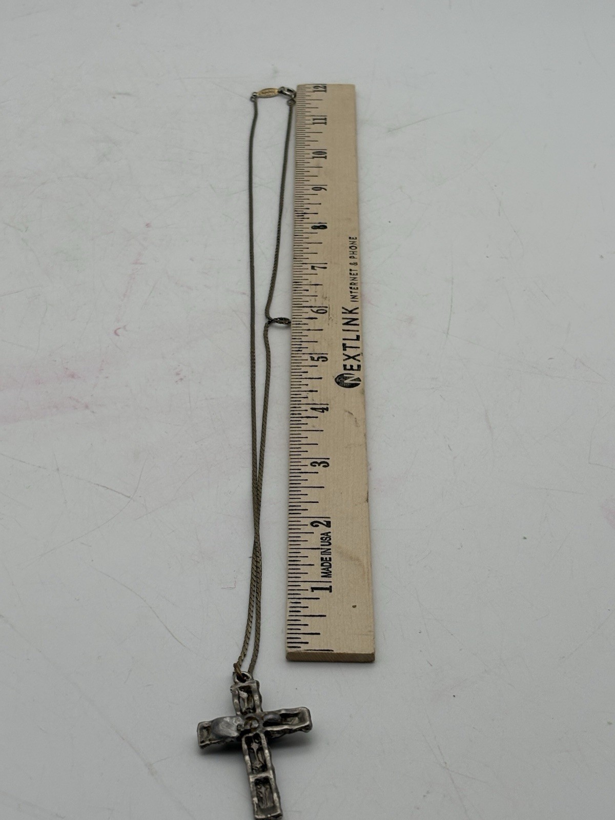 Handmade Artisan Cross Pendant Necklace on Signed Napier Chain Rustic OOAK