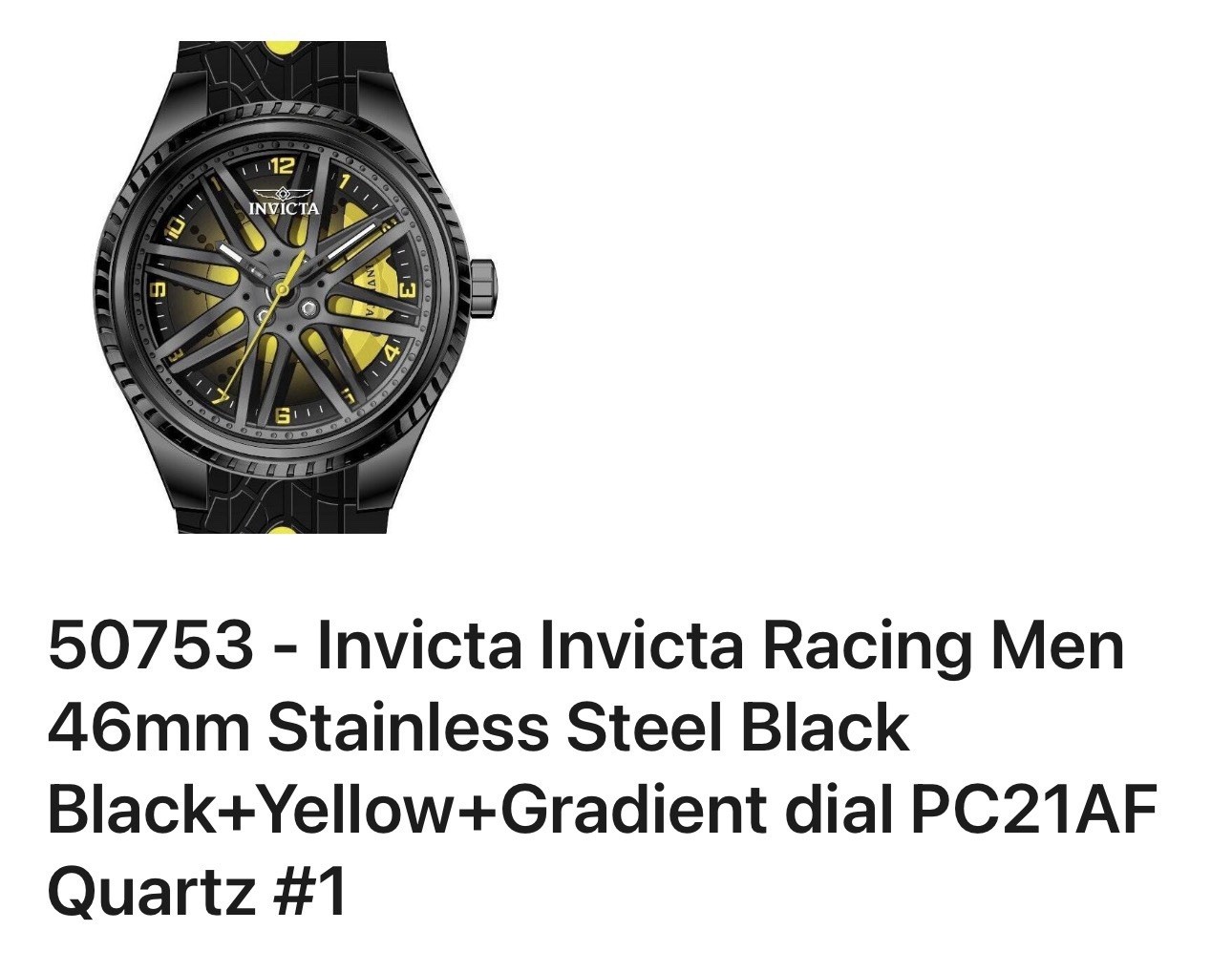 🔥NEW🔥Invicta Racing Rim Spinning Wheel Dial, Tire Tread Strap Mens Watch 50753