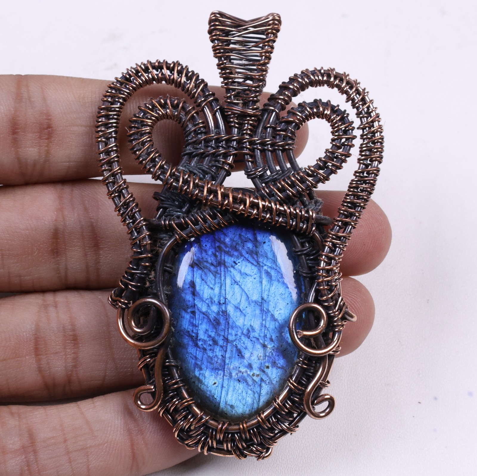 Labradorite Copper Wire Wrap Pendant Gemstone Jewelry 7.2’cm