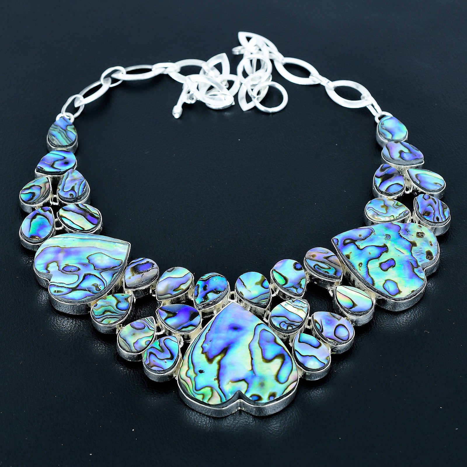 Abalone Shell Gemstone 925 Sterling Silver Handmade Jewelry Necklace 18″ VJ 1411