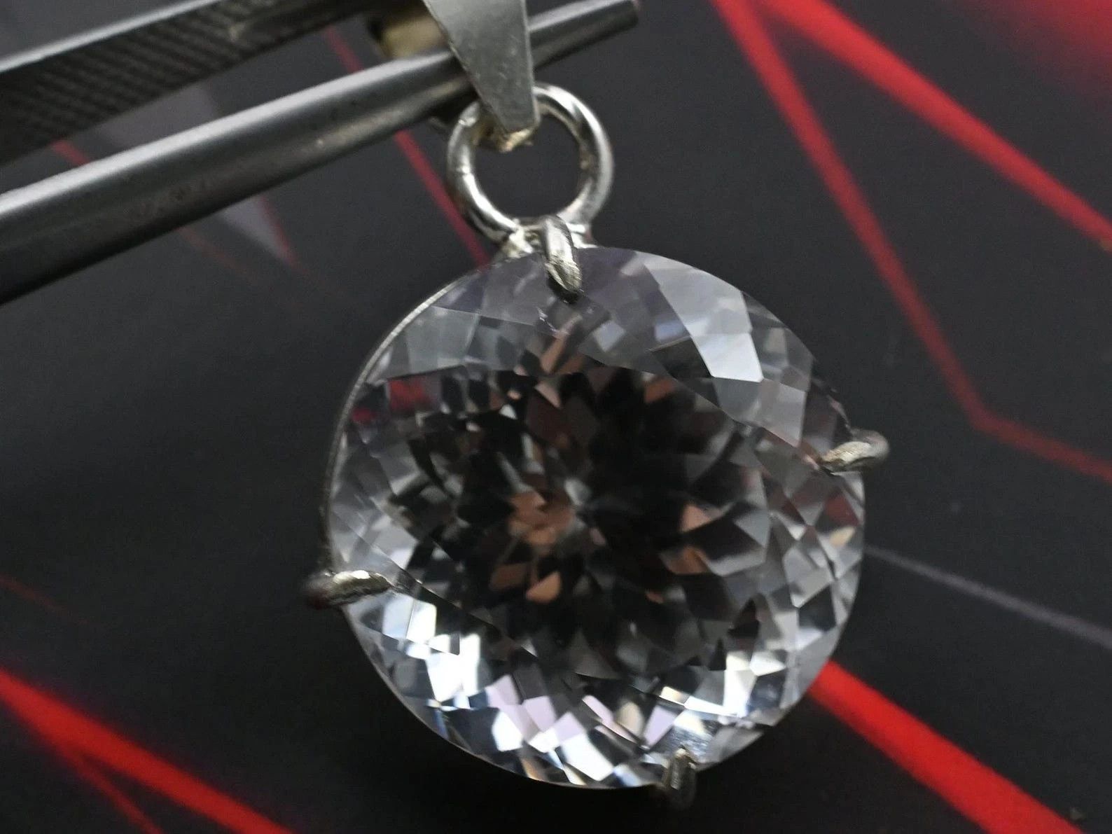 29.65 Ct+ Natural White Sapphire Round Cut 925 Solid Silver Pendant Gemstone