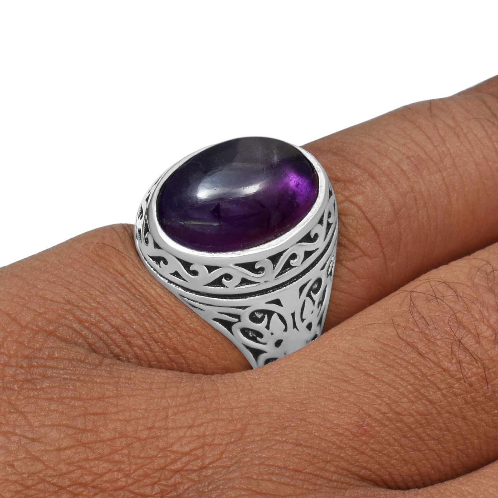 Amethyst Gemstone Ethnic Handmade Ottoman Arabic Style Ring All Size Available