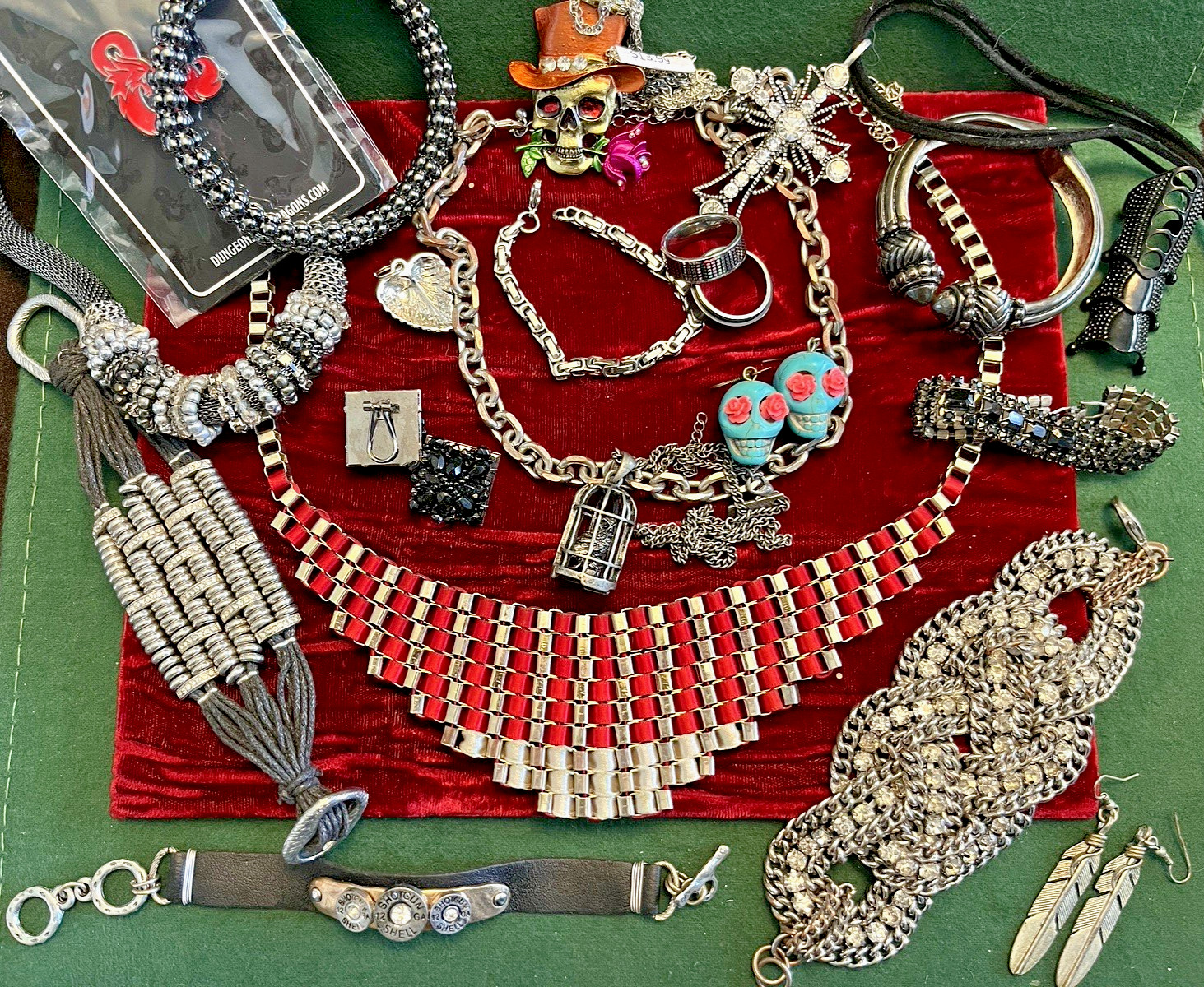 Mixed JEWELRY Lot Goth Biker Rock To Modern FASHION Metal Rhinestone 20 pc