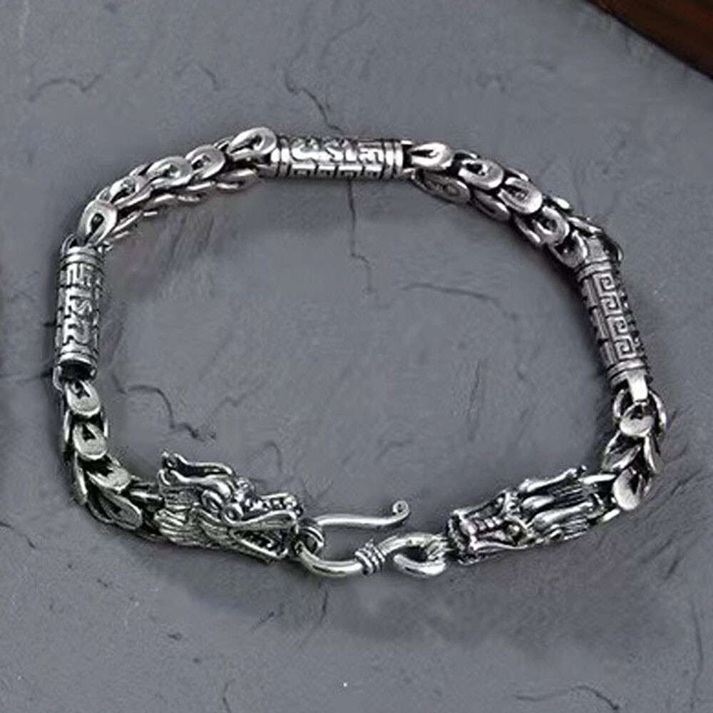 Pure S925 Sterling Silver Chain Dragon 5mm Phoenix Tail Bracelet 25-26g 8.67inch