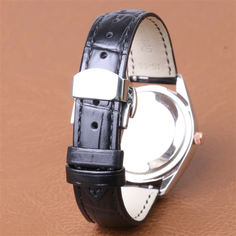 Premium Crocodile Grain Genuine Leather Watch Strap Butterfly Buckle Band12-24mm