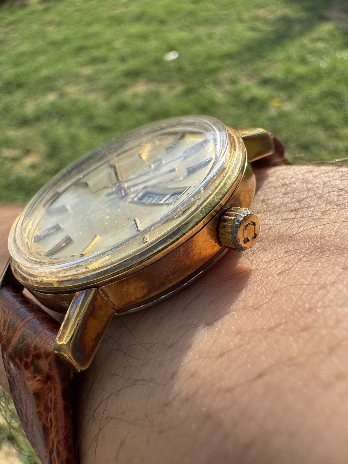 Vintage OMEGA Seamaster Day Date Gold Plated Auto Men’s Watch Authentic