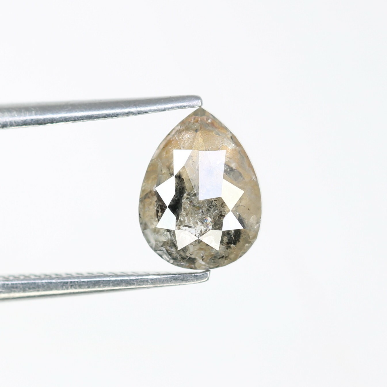 1.18 CT 8.10 MM Pear Cut Salt And Pepper Diamond For Engagement Ring