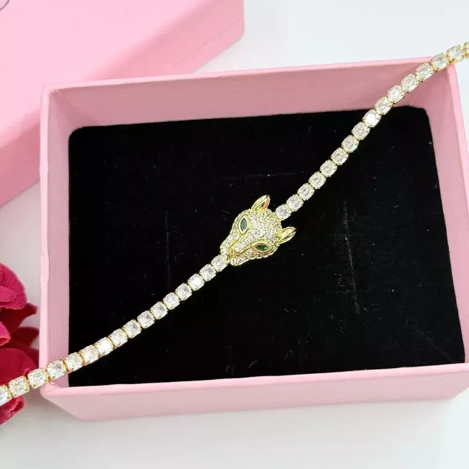 7.21 Ct Round Simulated Diamond 925 Silver Women’s Panther Fancy Tennis Bracelet