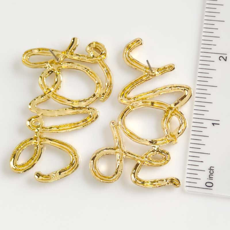 New Zara Love You Statement Stud Earrings Chic Women Party Vacation Jewelry Gift