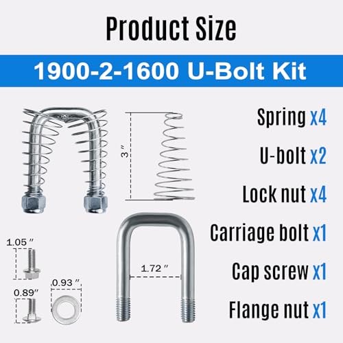 1900-2-1600 Replacement Safety Chain U-Bolt Kit Fit for B&W Gooseneck Hitchb