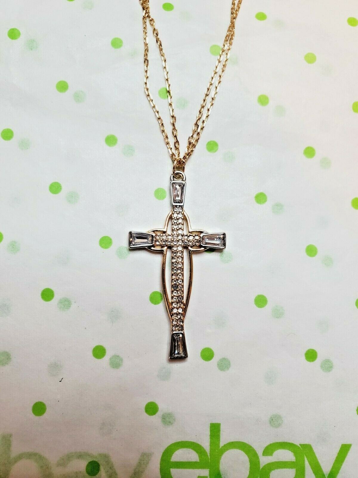 Z by Zaxie Women’s Double Gold Tone Necklace W Cross Cubic Zirconia’ s New