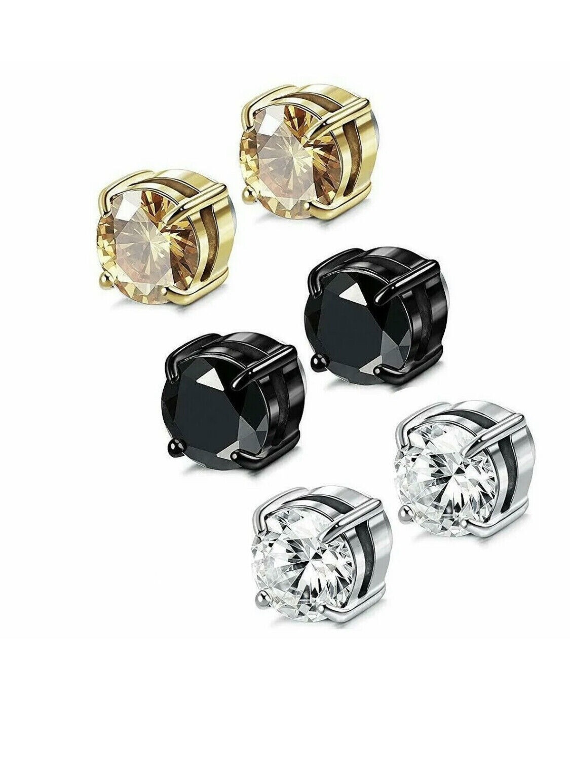 Magnetic Stud Earrings 6/ 8MM For Women Men Non-Piercing- Pair Stainless Steel
