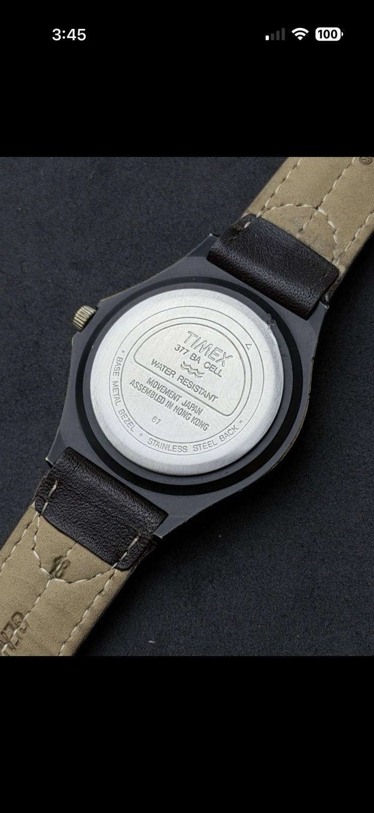 Vtg 1990 TIMEX Diver Men’s 36mm Quartz Watch Date Black Case Dial Brown Leather