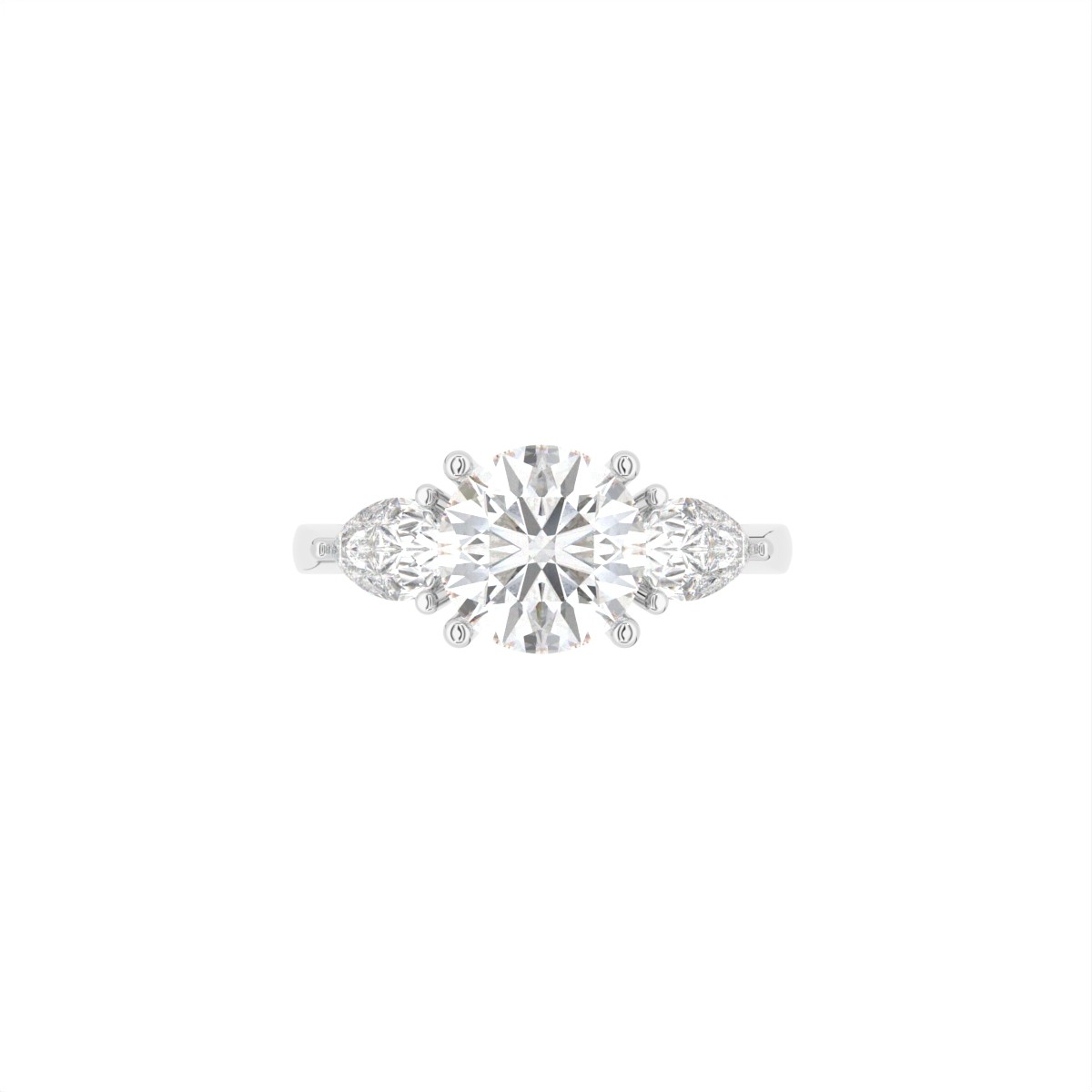 1.7ct E/EF Round/Pear Lab Grown Diamond Engagement Ring 18K White Gold Certified
