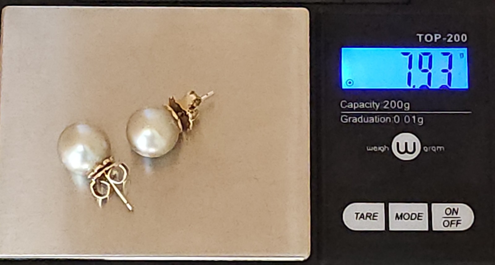 18K Yellow Gold South Sea Cultured Cream Champagne Pearl 12mm Stud Earrings 7g