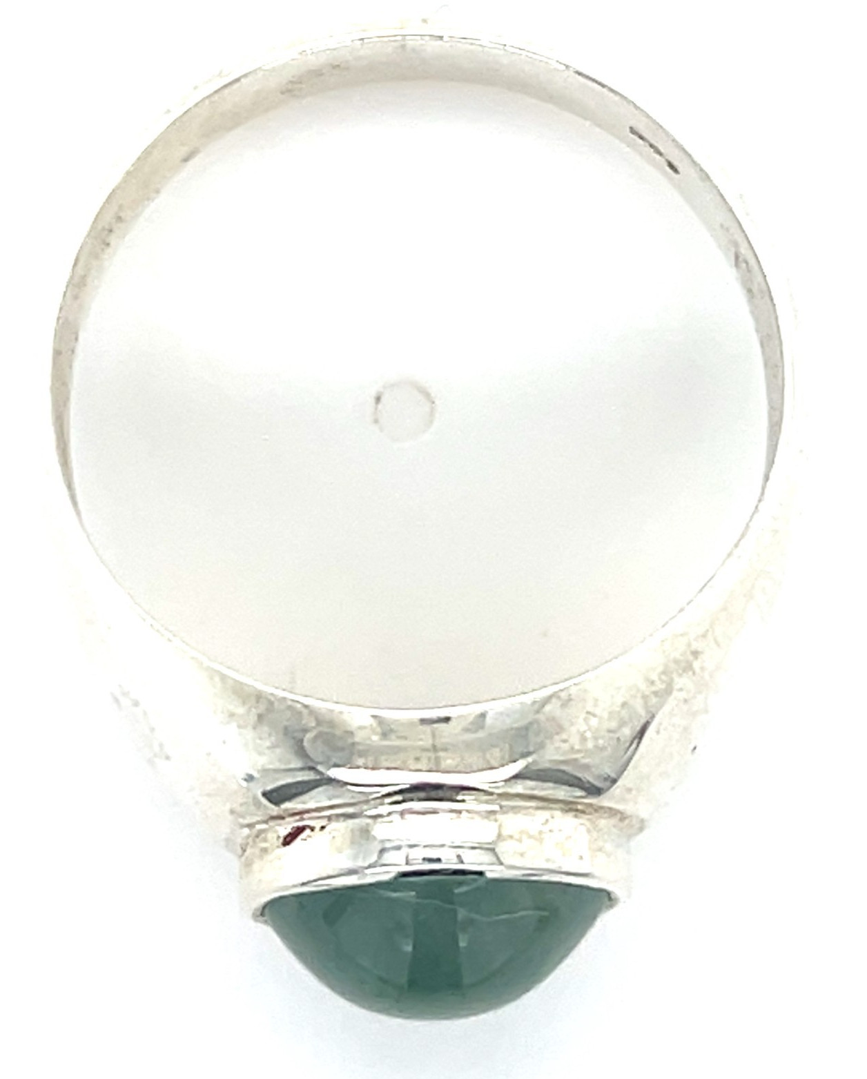 Type A Burmese Icy Water Green Jadeite Ring 32.7ct 925 Silver US13 Bold