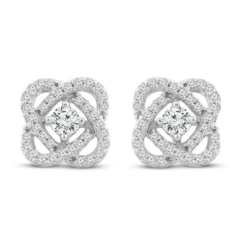 1 Ct Brilliant Cut Moissanite Center of Me Design Stud Earrings in 925 Silver
