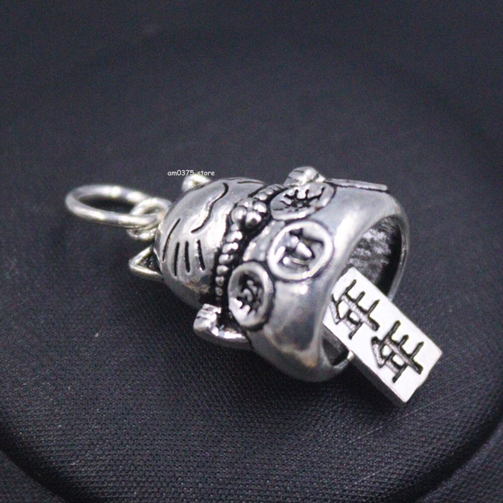Real 925 Sterling Silver Pendant For Women Men Lucky Furture Cat Bell 28*14mm