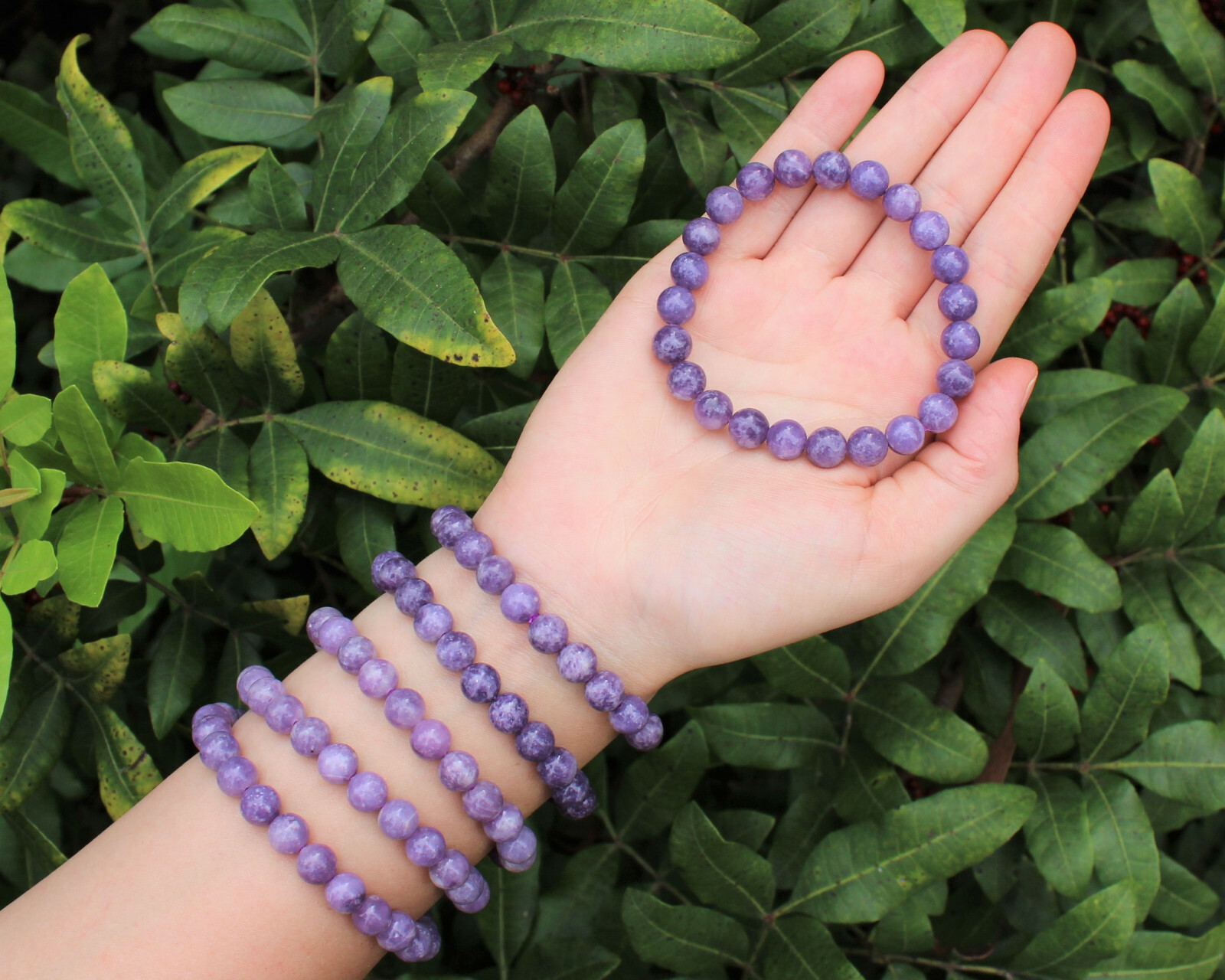 Lepidolite Bead Bracelet: 8 mm Round Crystals (Lepidolite Gemstone Bracelet)