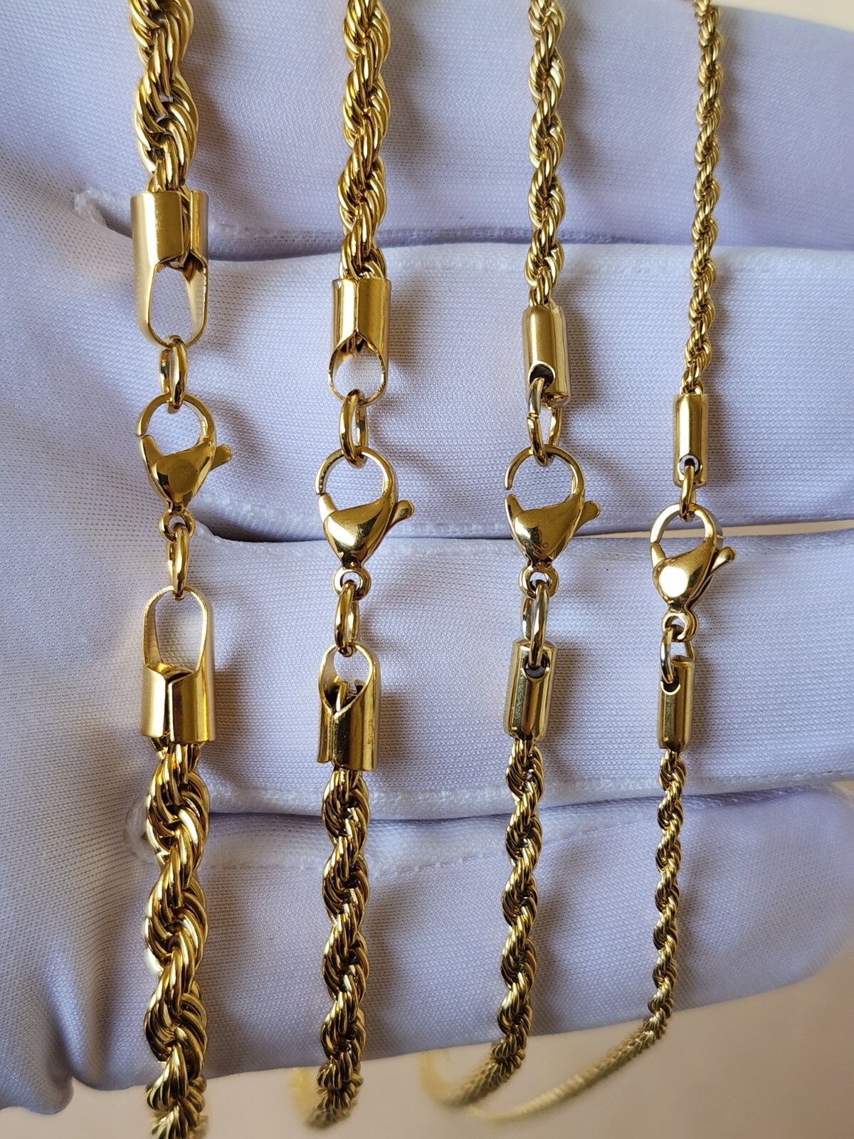 Stainless Steel Gold Plated Rope Chain 2, 3, 4, 5mm Hip Hop Jewelry Unisex, Men