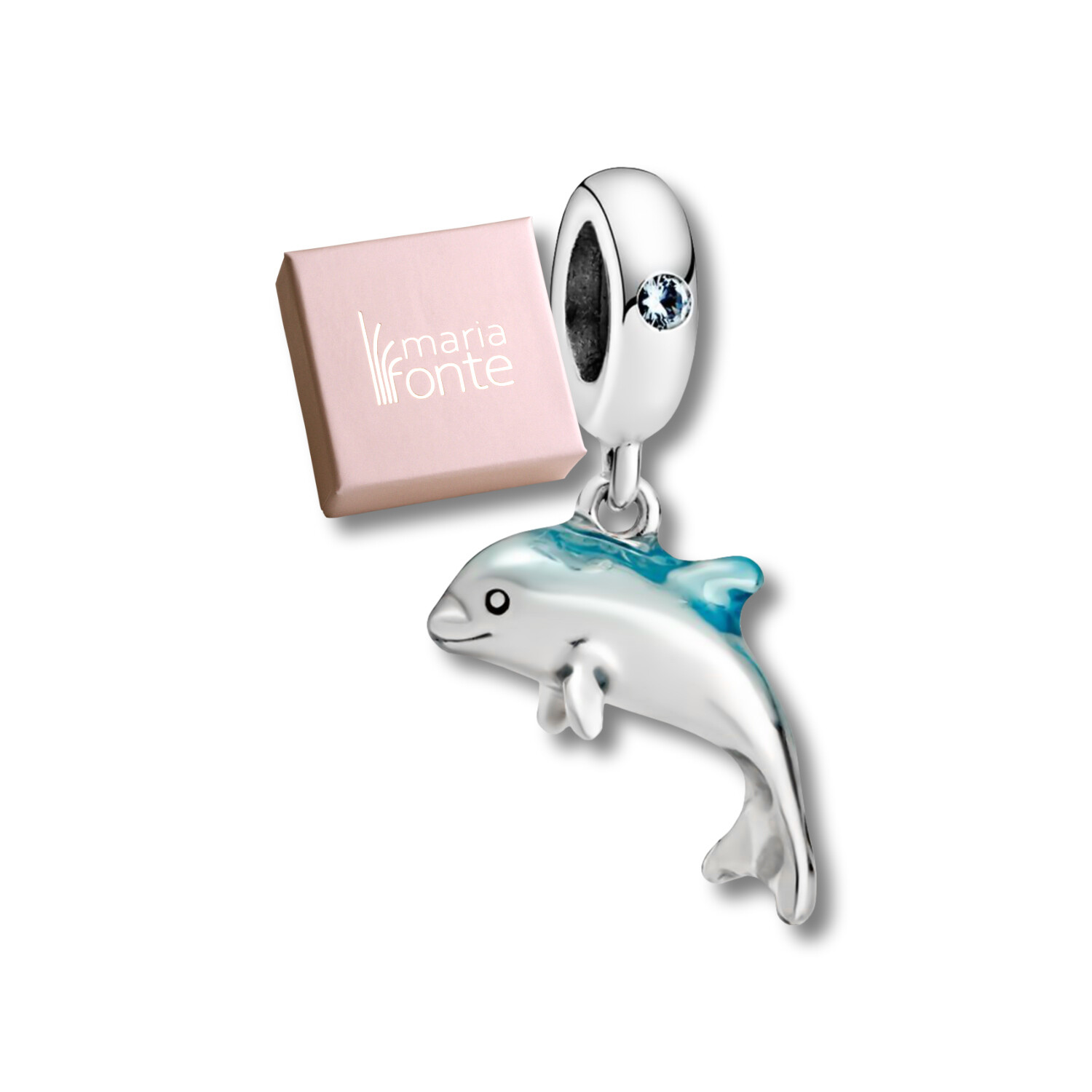 MariaFonte Bead Charm Dolphin Blue/Blue 925 Sterling Silver Compatible