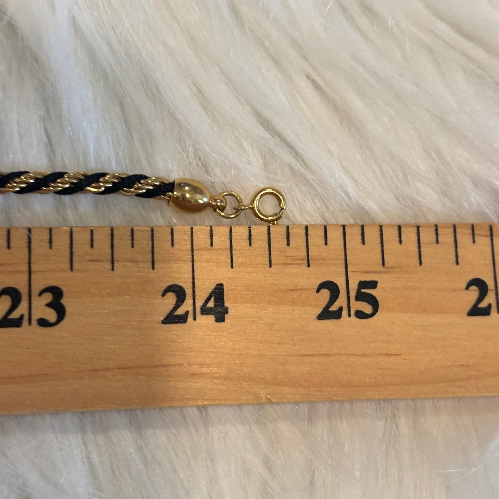 Vtg Trifari Rope Chain Necklace Black Gold Twisted Cord Old Money Preppy 21010