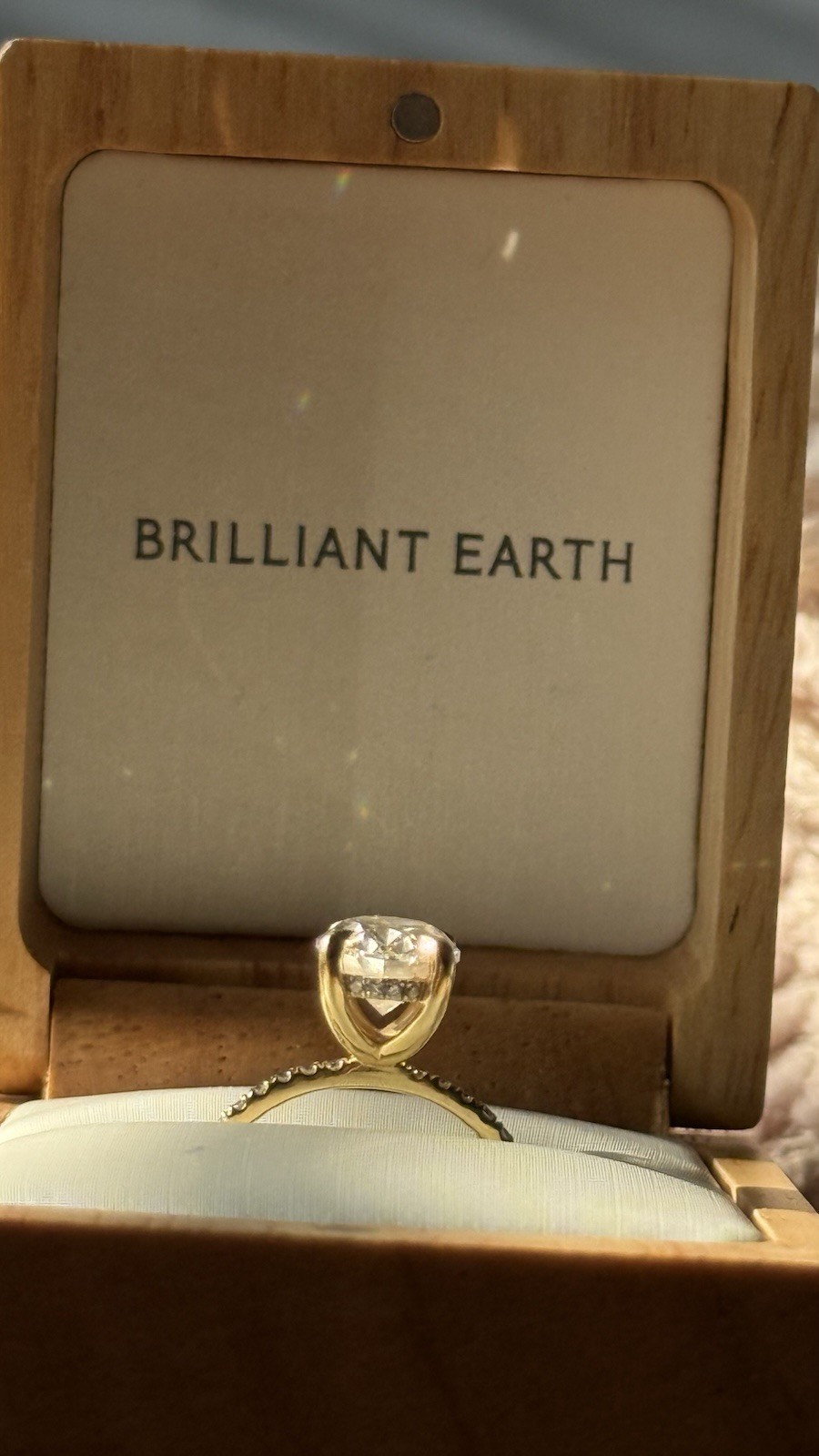Brilliant Earth Oval Natural Diamond 18K Yellow Gold Prong Engagement Ring 6