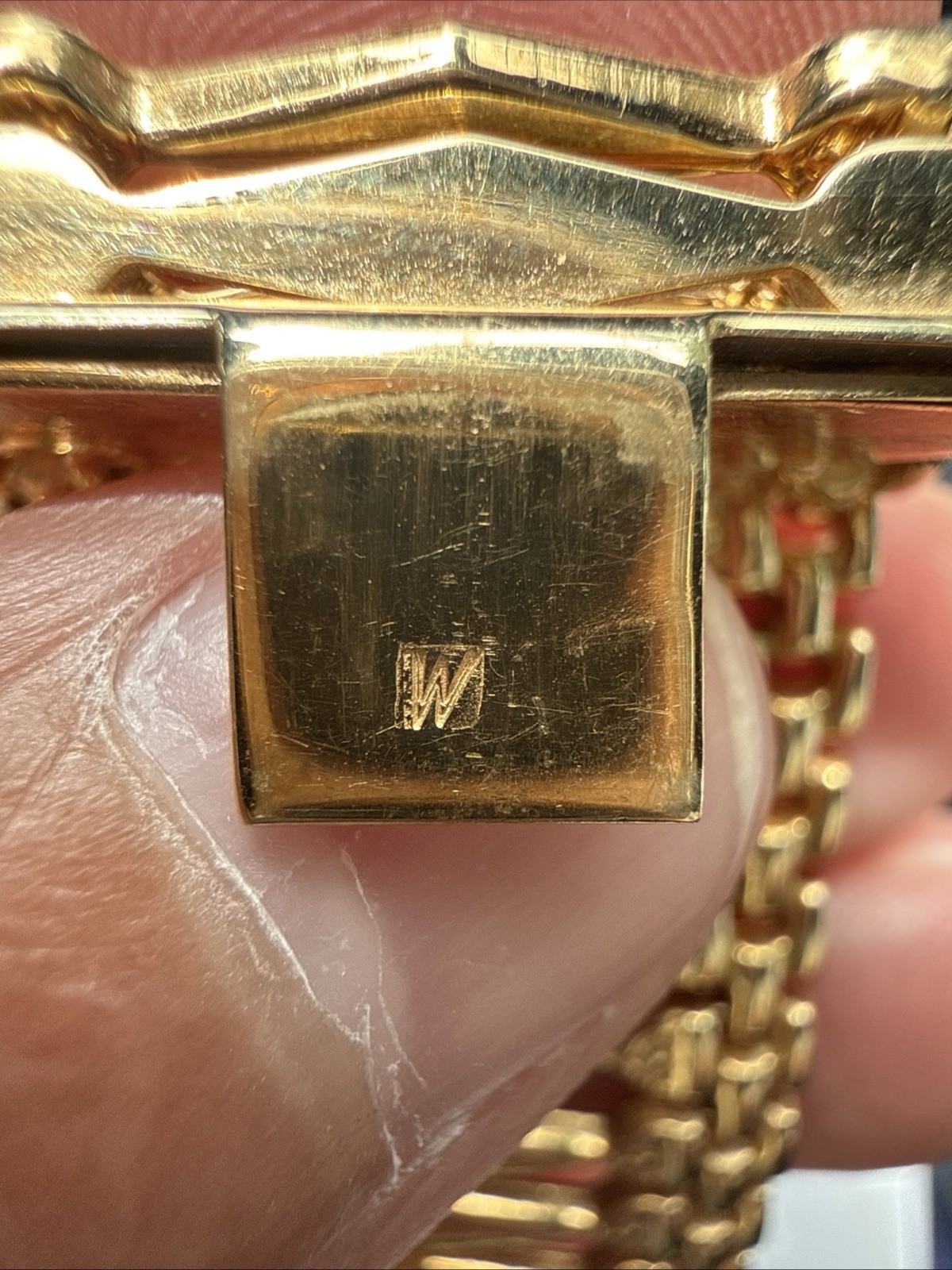14K Yellow Gold Italian Wide Link Bracelet Box Clasp Signed 27.4g