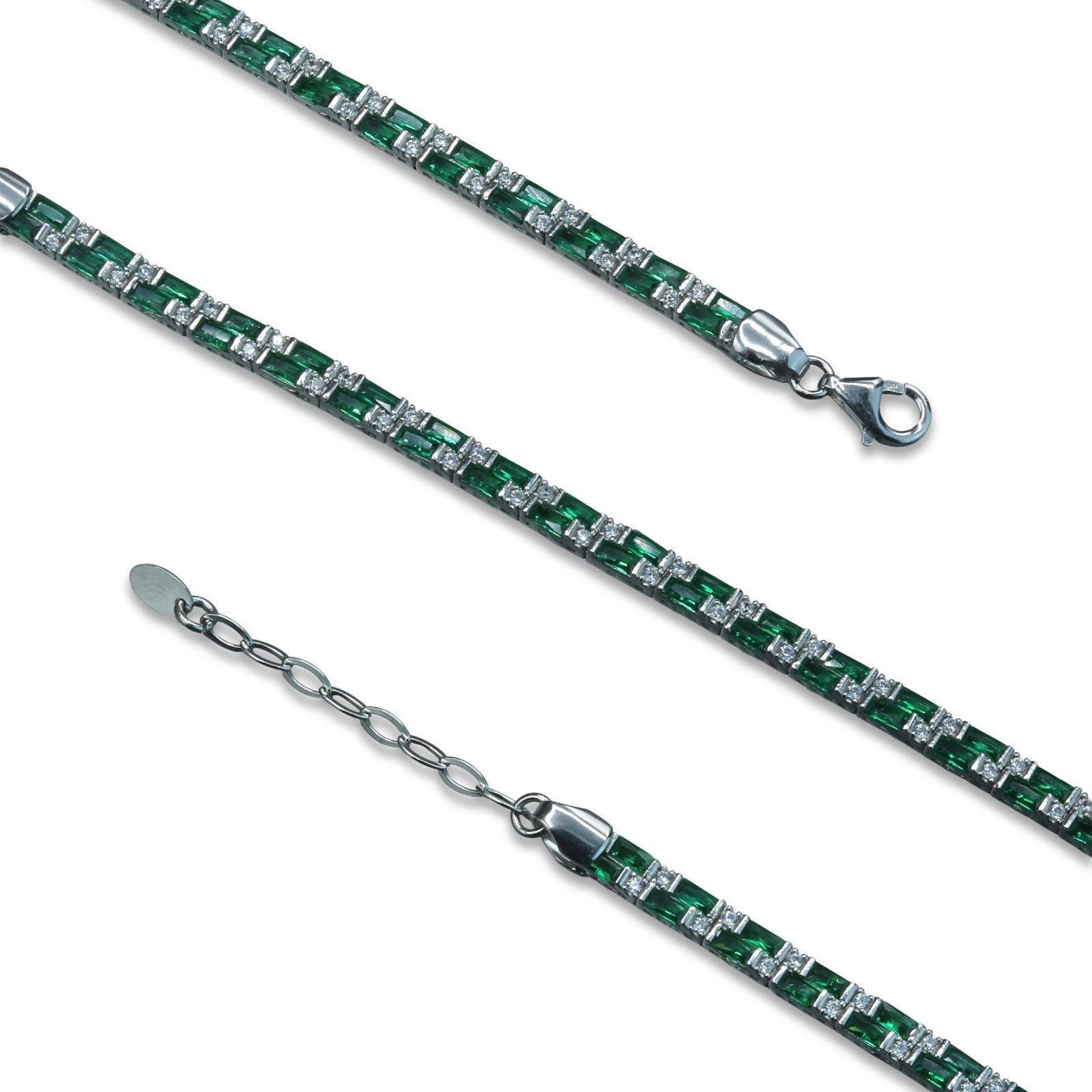 Green Zircon Gemstone Handmade 925k Silver Chain Tennis Bracelet for Men