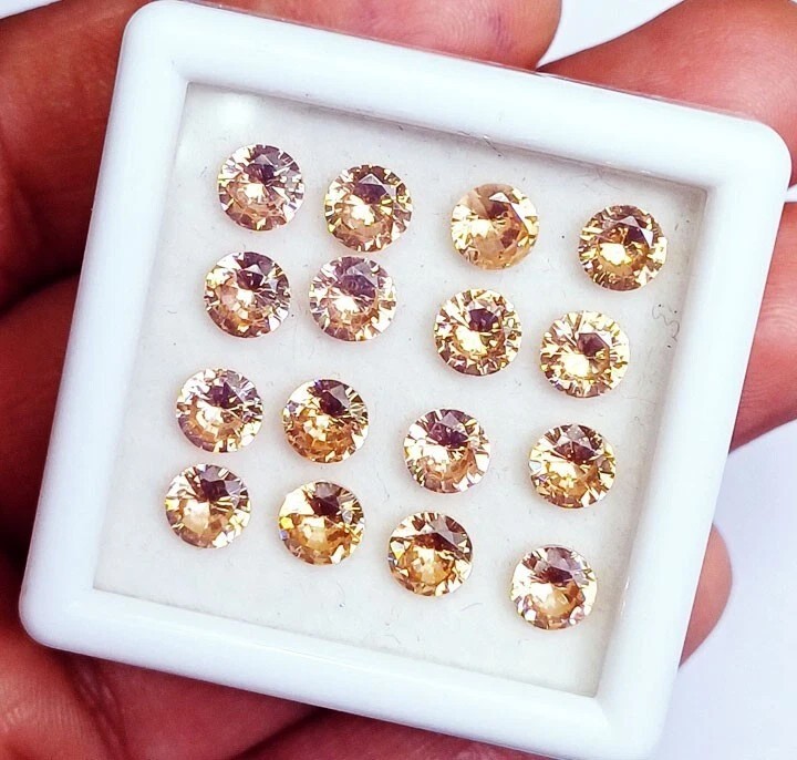 16 Pcs Natural Padparadscha Sapphire Round Cut GGI Certified Loose Gemstone