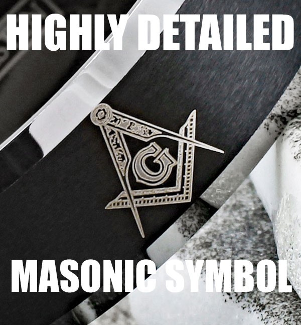 Tungsten Men’s Black Masonic Symbol Freemason’s Knight-Templar Wedding Band Ring