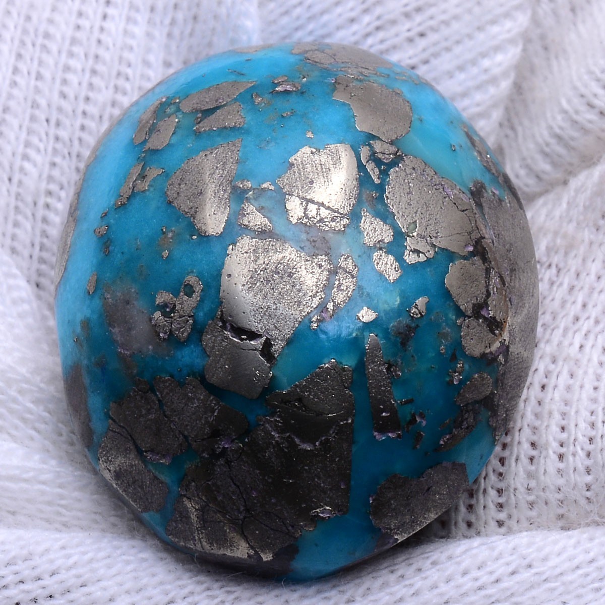 Blue Gold Magic~ 79.00 Cts Natural Persian Turquoise Hi-End Cabochon Gemstone