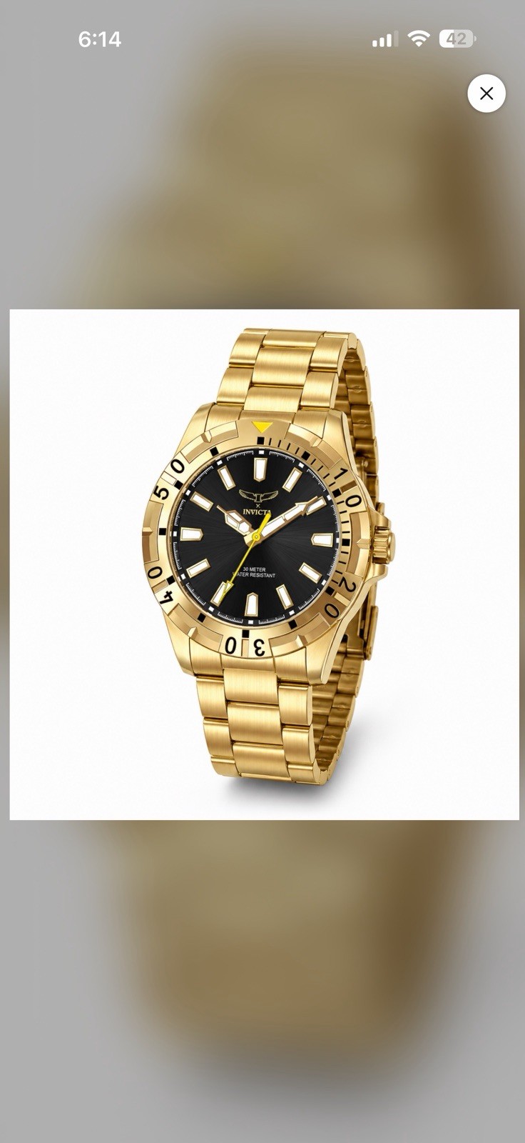 Invicta Pro Diver Men’s Quartz Analog Black Dial Gold-Tone 48mm Watch w/ Box
