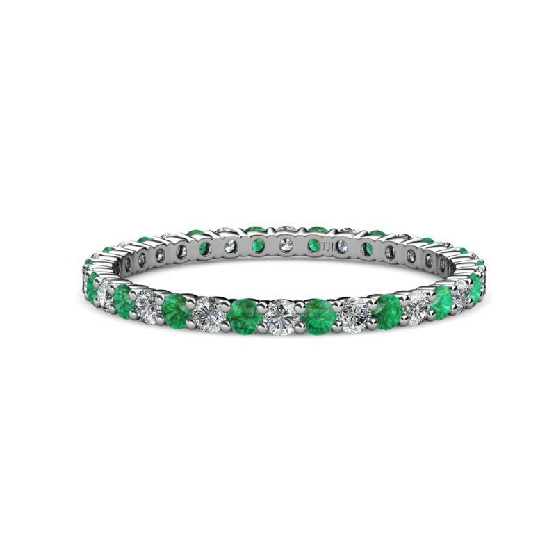 TriJewels Emerald & Diamond Common Prong Eternity Ring 3/4 ctw 14K Gold JP:19450