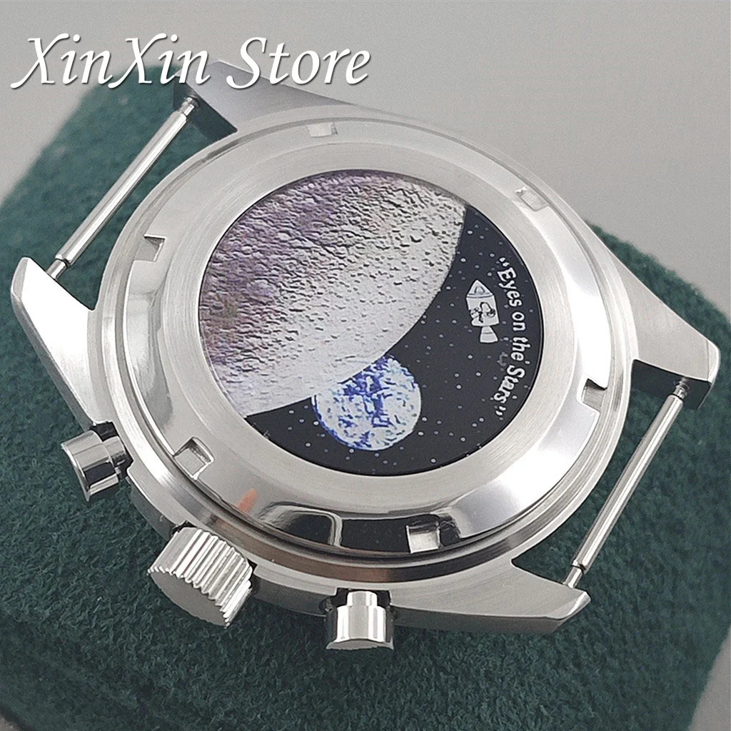39.7mm MEN’s WATCH Case MOON Pattern Back CHRONOGRAPH For VK63A VK63 VK64 QUARTZ