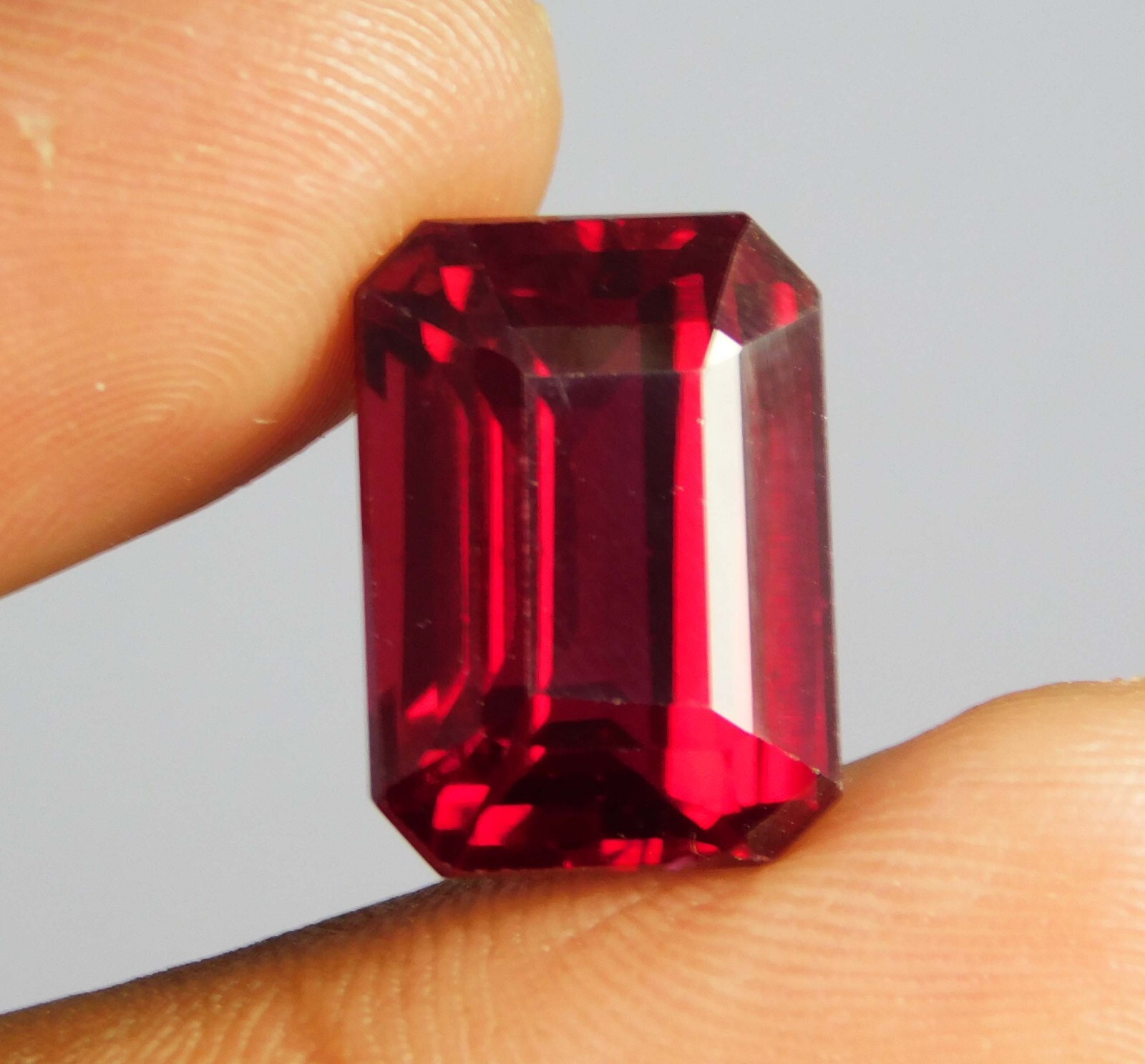 Natural 20.00 Ct Mozambique Blood Red Ruby Certified Emerald Cut Loose Gemstone